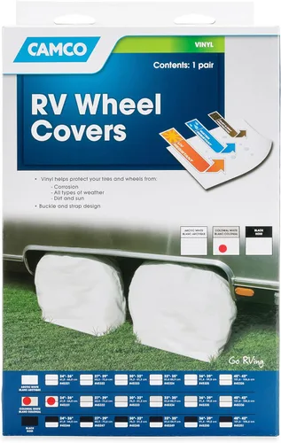 Miniatura 10 de Camco 45321 - Protector de vinilo para ruedas y neumáticos, paquete de 2 (24 a 26 pulgadas, blanco)