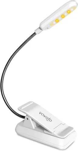 VAVOFO Luz de lectura con clip para cama para niños, 7 LED con luz de lectura de 9 niveles blanco cálido y frío luz de día, lámpara de cuidado de