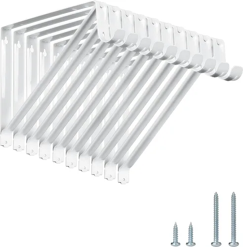 Paquete de 10 estantes de armario resistentes y soportes de barra, soportes de estante de armario montados en la pared, soportes de estante de