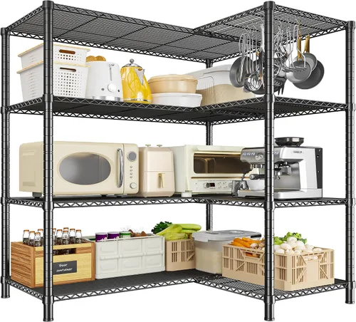 Romorgniz - Estantes de almacenamiento, 1120 cargas resistentes y en forma de L, para cocina | 4 Tier shelf 52.4" W,Waterproof &