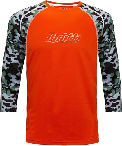 Miniatura 2 de bpbtti Camiseta de ciclismo de montaña para hombre, manga 34, Downhill MTB, ajuste holgado, camiseta de ciclismo UPF UPF50+, Gris