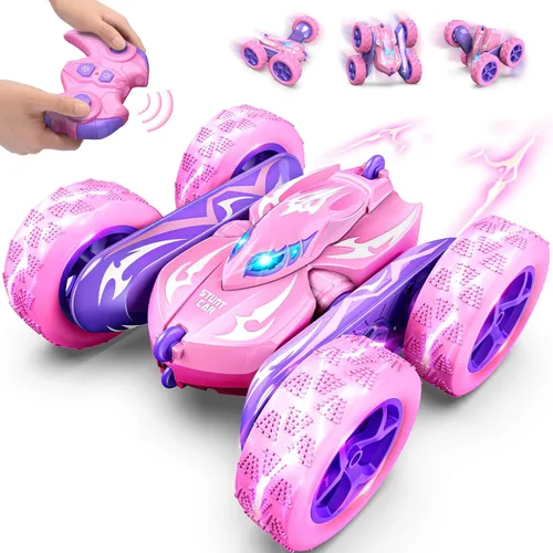 Miniatura 12 de Excitobo auto de control remoto, juguetes de autos RC 4WD de doble cara con rotación de 360° para niños de 3 a 12 años, 2.4GHz eléctrico recargable