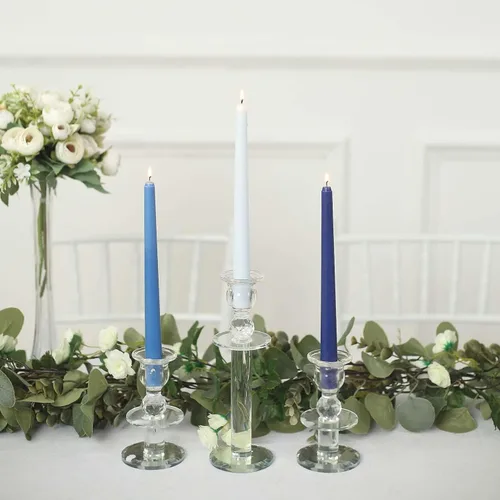Miniatura 9 de Efavormart - Paquete de 12 velas cónicas de cera prémium de 10 pulgadas, color azul mezclado metálico, velas sin perfume