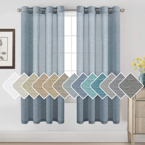 Miniatura 19 de H.VERSAILTEX Cortinas de 96 pulgadas de largo, cortinas de lino/cortinas transparentes de mezcla de lino natural/paneles/cortinas para sala