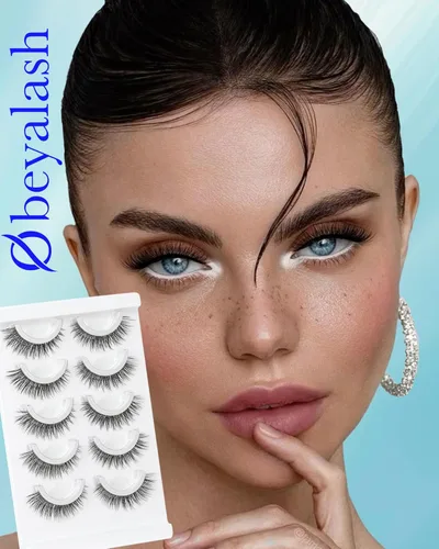 Miniatura 6 de Obeyalash Pestañas autoadhesivas de ojo de gato, banda negra y adhesivo negro, pestañas postizas impermeables a presión, 5 pares de pestañas
