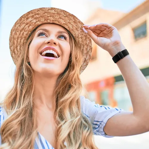 Miniatura 7 de Correa elástica compatible con correas de reloj Fitbit Versa, correa deportiva de nailon suave y transpirable de repuesto para mujeres y hombres