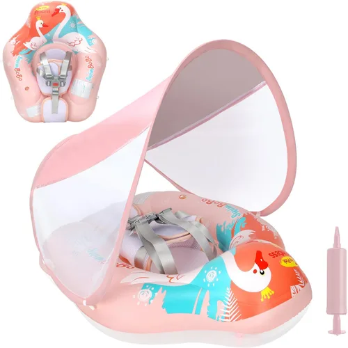 Free Swimming Baby Flotador inflable de natación para bebé con toldo para el sol, tamaño mejorado, flotadores de piscina para niños de 3 a 36 meses