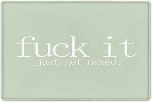 Miniatura 7 de LB Fuck It Get Naked - Juego de cortinas de ducha con alfombras con citas divertidas, cortina de ducha de tela verde salvia con ganchos, juego