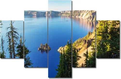 Miniatura 69 de TUMOVO Lienzo decorativo para pared de sala de estar, 5 paneles de naturaleza, Alaska, Estados Unidos, autopista alrededor de montañas, paisaje