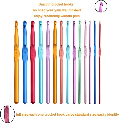 Miniatura 3 de KOKNIT Kit profesional de ganchillo, 9 ganchos de ganchillo ergonómicos de agarre suave, 14 ganchos de ganchillo de aluminio completo con funda