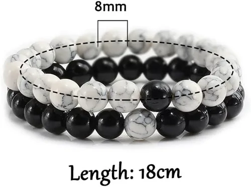 Miniatura 6 de Juego de 2 pulseras de chakras de distancia de piedra natural para hombres y mujeres, pulseras y brazaletes de yoga, joyería para mejores amigos