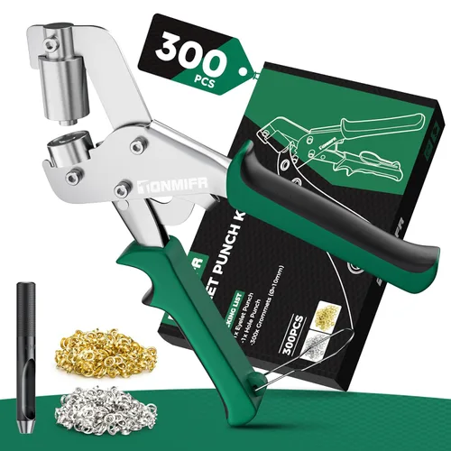 Kit de herramientas profesional con ojales de 3/8 pulgadas, prensa de ojales de metal resistente para tela, cuero, lonas, bricolaje y manualidades,
