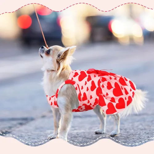 Miniatura 7 de Frienda 6 piezas con lazo de príncipes para cachorro, vestido floral para perro, falda, vestido de verano para mascotas, lindo vestido de verano