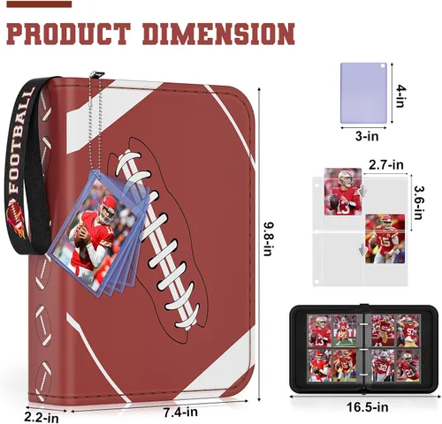 Miniatura 5 de Mlikero Carpeta de 440 bolsillos para tarjetas de fútbol, álbum para tarjetas deportivas con diseño de exhibición de tarjetas, álbumes de tarjetas