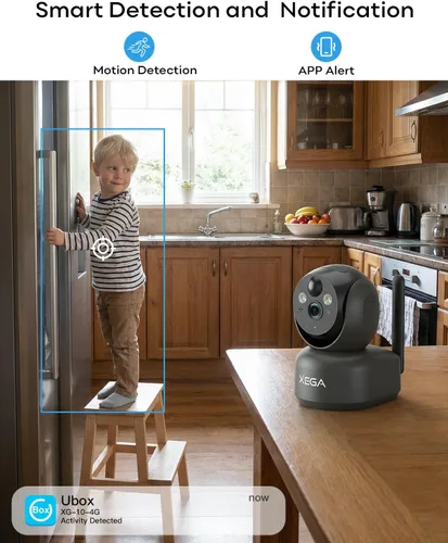 Miniatura 5 de Xega Cámara de seguridad celular 4G inalámbrica para interiores, PTZ 2K sin cámara WiFi para el hogar, RV/viaje/mascota/bebé con aplicación