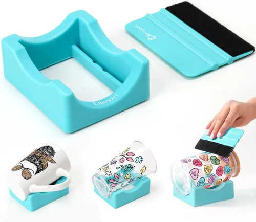 Miniatura 7 de Cuna de silicona para tazas, cuna para vasos con espátula de fieltro, uso para aplicar calcomanías UV DTF / calcomanías de vinilo para vasos, Copa