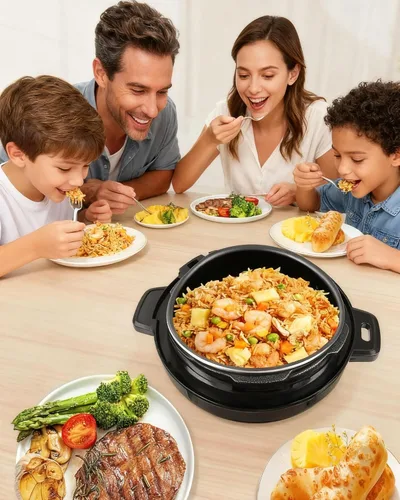 Miniatura 6 de Olla a presión eléctrica, 6 litros, olla de estofado lenta con función de reserva de 24 horas, arrocera 10 en 1, wok, pastel, yogur, etc., acero