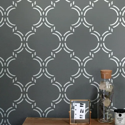 Miniatura 3 de PINKIPO®, Elegante marroquí, plantilla XL (16 x 40 pulgadas), plantilla de pared grande étnica, plantillas de pared geométricas clásicas
