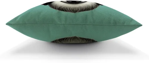 Miniatura 5 de Moslion Funda de almohada decorativa de perezoso con auriculares, funda de almohada cuadrada de lino y algodón de 18 x 18 pulgadas para sofá cama