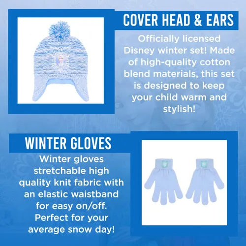 Miniatura 2 de Disney Frozen - Gorro de invierno para niñas y niños pequeños y guantes de nieve para niños Elsa y Anna con guantes de nieve