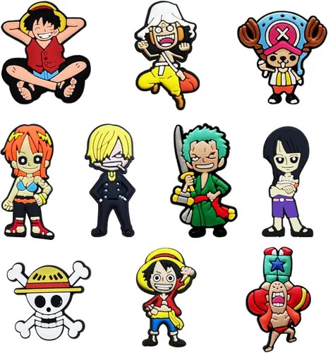 Dijes de anime para croc manga con diseño de zapatos para decoración de cocodrilo y pulsera para hombres, mujeres, niños y niñas, Plástico, No es