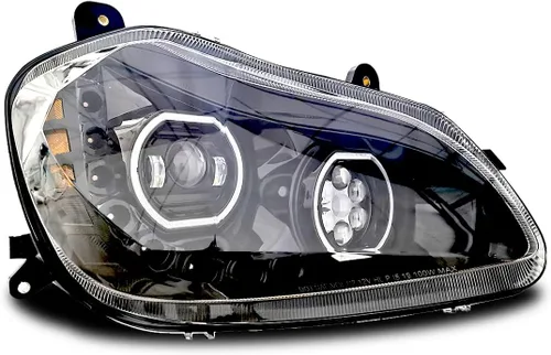Miniatura 8 de Conjunto de par de faros delanteros LED completos Blackout para camiones semi Kenworth T660 170 T270 T370 T660 T700 2008-2019 DRL Halo Secuencial