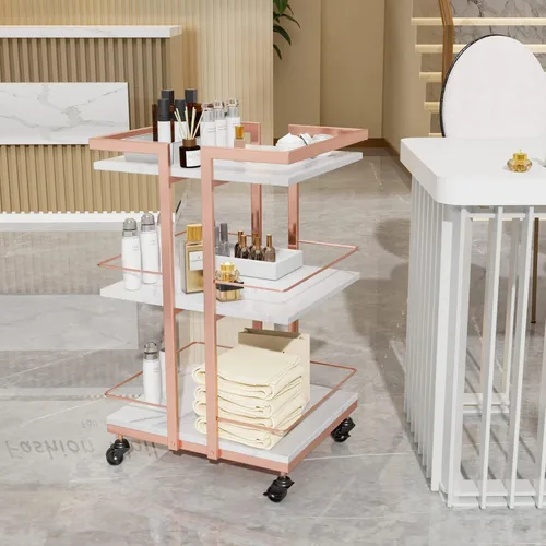 Miniatura 2 de Carrito de esteticista con ruedas, carrito rodante para salón de utilidad, organizador de almacenamiento móvil para belleza, spa, cosmetología