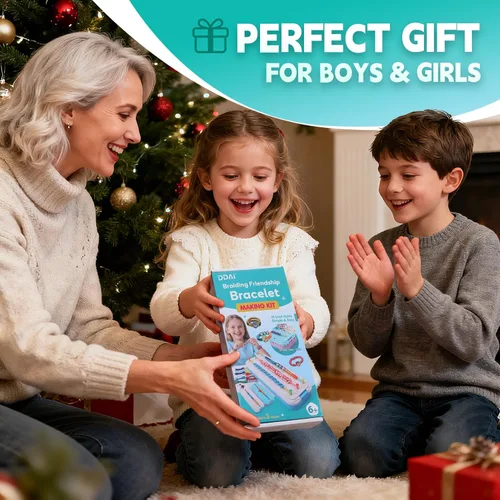 Miniatura 6 de DDAI Kit de pulsera brillante para niñas de 7 a 12 años, juego de manualidades brillantes de amistad con gemas, hilos y calcomanías, regalo de Menta