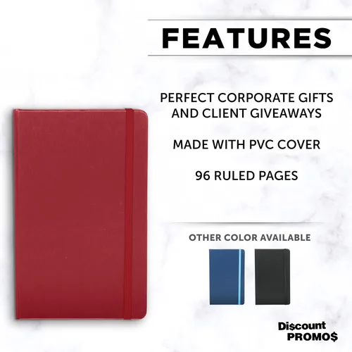 Miniatura 2 de DISCOUNT PROMOS Diarios personalizados de tapa dura con banda elástica de colores, paquete a granel personalizado, perfecto para la escuela