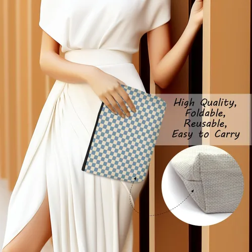 Miniatura 3 de Bolsa de maquillaje a cuadros retro colorida para mujeres, hermana, amiga, Navidad, cumpleaños, Cuadros 1250