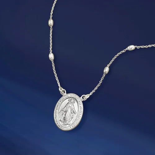 Miniatura 9 de Ross-Simons Italian Sterling Silver Miraculous Medal Bead Station Necklace