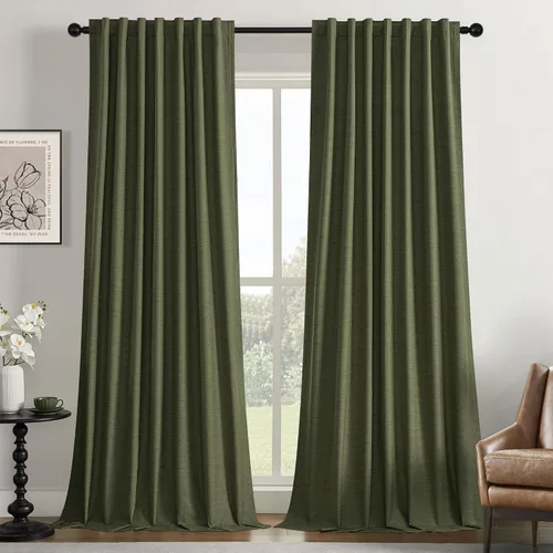 Miniatura 55 de UHITECH Cortinas opacas de 35 pulgadas de largo para sala de estar, 2 paneles, cortina opaca corta para cocina para ventanas pequeñas, cortinas