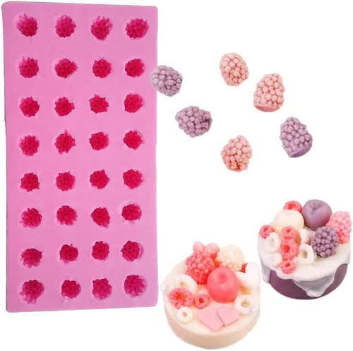 Miniatura 3 de Molde de fruta de silicona 3D de morera y frambuesa, 32 agujeros, pequeño, fresa, chocolate, galletas, postre, horneado, bricolaje, arcilla epoxi