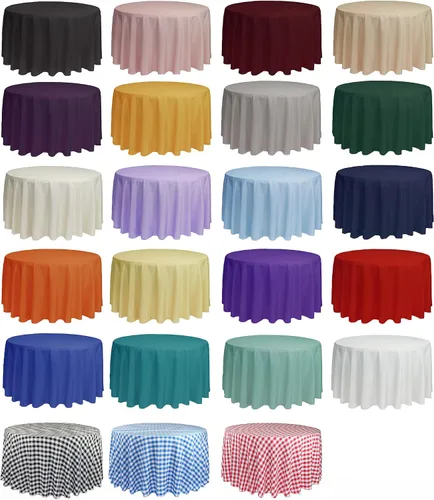 Miniatura 4 de YOUR CHAIR COVERS - Mantel redondo de poliéster prémium de 120 pulgadas - Mantel de lino color champán para mesas redondas estándar