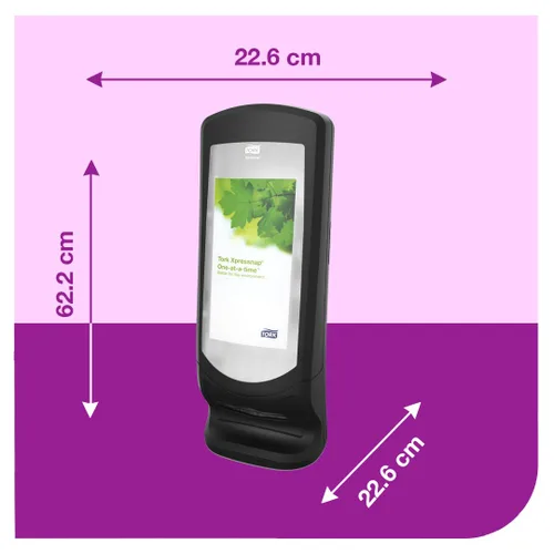 Miniatura 3 de Tork Xpressnap® - Dispensador de servilletas con soporte, color negro, N4, diseño vertical, gama Signature, 24.5" x 9.25" x 9.25", 6332000