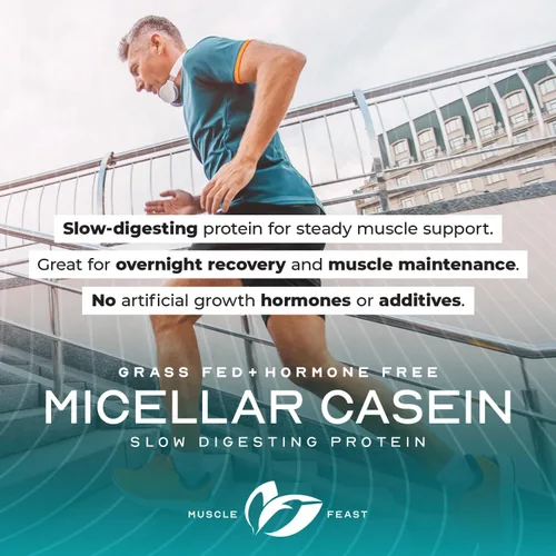 Miniatura 5 de Muscle Feast Proteína de caseína micelar alimentada con pasto, sin hormonas, proteína de caseína de digestión lenta - Apoya la recuperación muscular