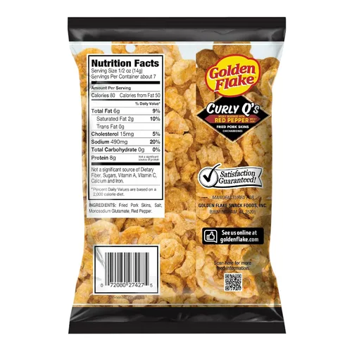 Miniatura 2 de Golden Flake Pimienta roja rizada Q pieles de cerdo 3.5oz/ 3pk