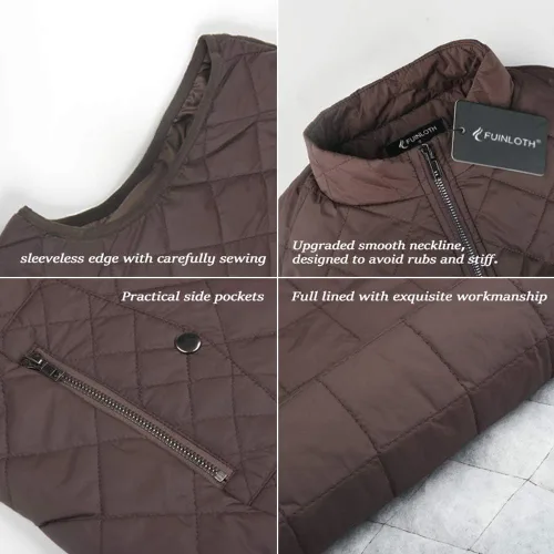 Miniatura 5 de Fuinloth - Chaleco acolchado para mujer, diseño de cuello alto, ligero, con cierre