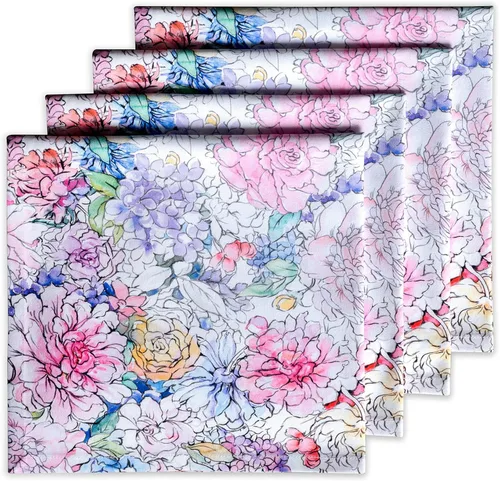 Miniatura 73 de Maison d' Hermine Happy Florals - Juego de 4 servilletas 100% algodón suave y cómodo perfectas para cenas familiares, bodas, fiestas de cóctel, 063