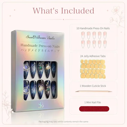 Miniatura 6 de Sun&Beam Nails Uñas a presión hechas a mano medianas con diseño de concha rosa metálica con acabado brillante, 10 piezas para uso diario y ocasiones