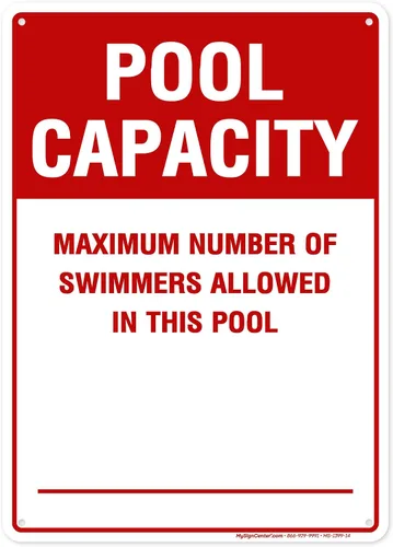 Miniatura 15 de Número máximo de nadadores permitidos en este cartel de piscina, 7 x 10 pulgadas, libre de óxido, aluminio 040, resistente a la decoloración