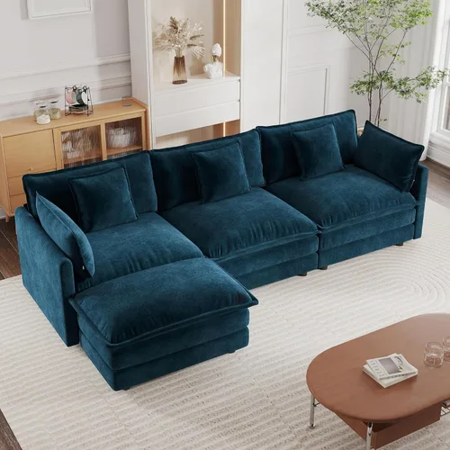 Miniatura 21 de mikibama - Sofá seccional modular, sofá en forma de L de 76.4 pulgadas para sala de estar, sofá cama cómodo tipo nube con otomano móvil, combinación