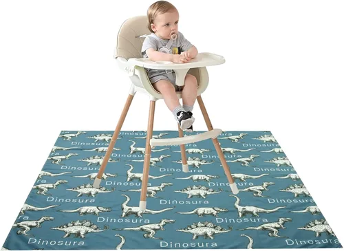 Miniatura 7 de Joyo roy Tapete de 53.1 x 55.1 in para bebé, tapete impermeable para silla alta, tapete de juego para niños pequeños, manteles individuales