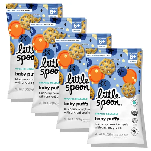 Miniatura 10 de Little Spoon Puffs de Kale y Manzana Fundibles para Bebés Orgánicos, Quinoa de Maíz Orgánico y Sorghum, Sin Arroz, Sin Azúcar Añadida, Fomenta
