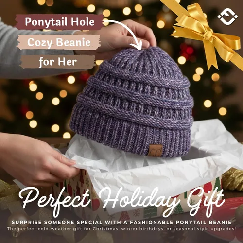 Miniatura 5 de Funky Junque - Gorro para mujer con ranura para cola de caballo