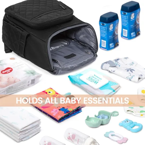 Miniatura 5 de LOVEVOOK Mochila para Pañales de Gran Capacidad con Cambiador Portátil, Mochila de Viaje Multifunción para Bebé Negro