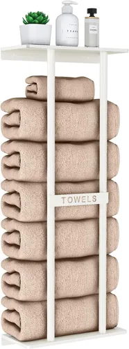 Miniatura 13 de STWWO Toallero para Baño Montado en Pared, Toallero de Pared de 22 Pulgadas para Toallas Enrolladas, Almacenamiento de Toallas para Baño Pequeño