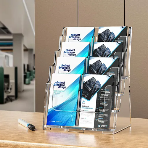 Miniatura 6 de FUCDTEFC Soporte acrílico para folletos de 8.5 x 11 y 4 x 9 pulgadas, soporte transparente de 4 niveles para revistas, soporte de exhibición