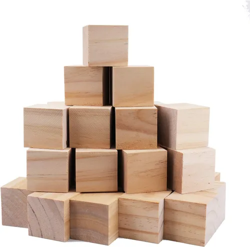 Miniatura 9 de Tosnail Paquete de 150 cubos de madera sin terminar de 1 pulgada, bloques de madera en blanco para hacer manualidades