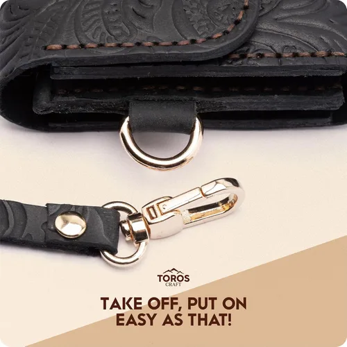 Miniatura 28 de Toros Craft Handmade Leather Wallets for Women, Western Wristlet Wallets, Floral Leather Small Credit Card Holder with Zipper, Minimalist & Cute